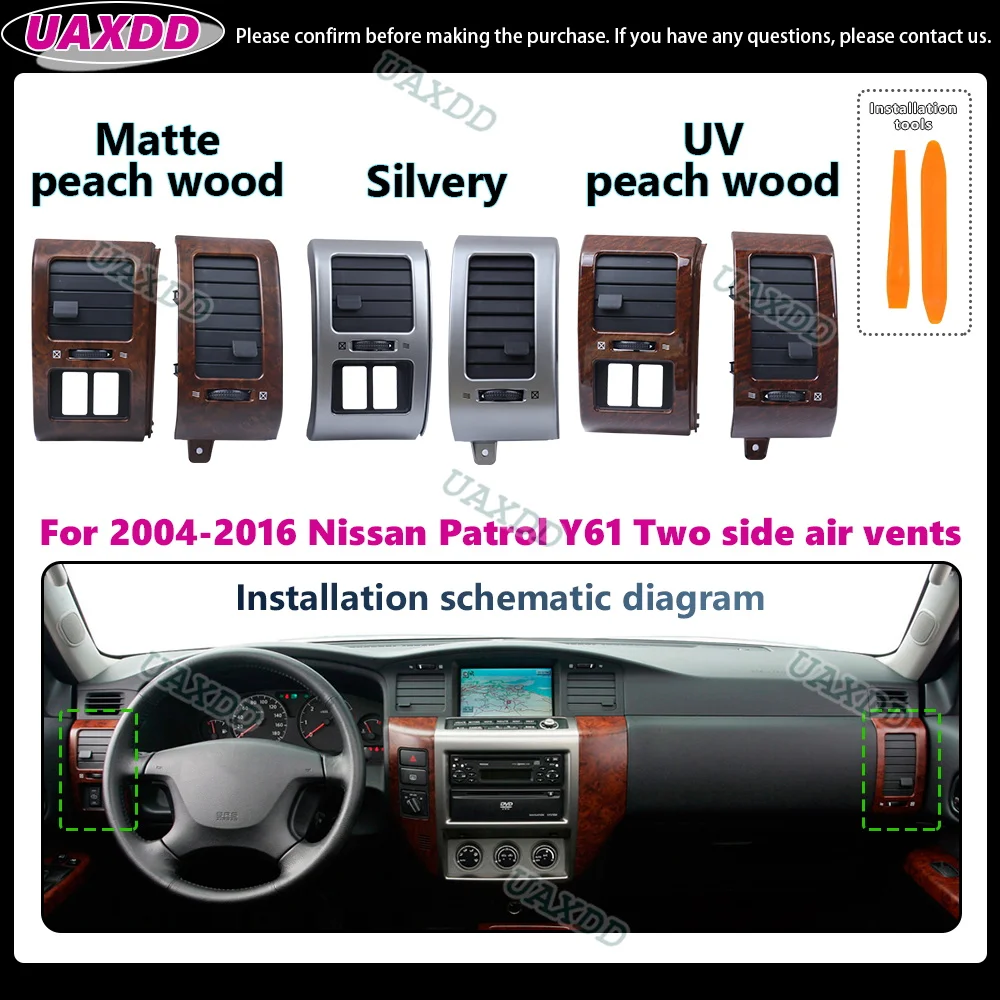 Car Conditioning Interior AC Accessories A/C Air Vent Grille Dashboard Panel Outlet Cover 2 Din For 2004-2016 Nissan Patrol Y61