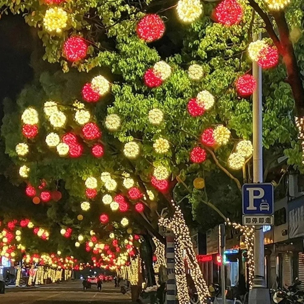جديد 20/28 سنتيمتر اكليل كرة من السلال ضوء كرة من السلال 220 فولت حديقة ديكور مصباح معلق LED شجرة عيد الميلاد ضوء سلسلة في الهواء الطلق #2