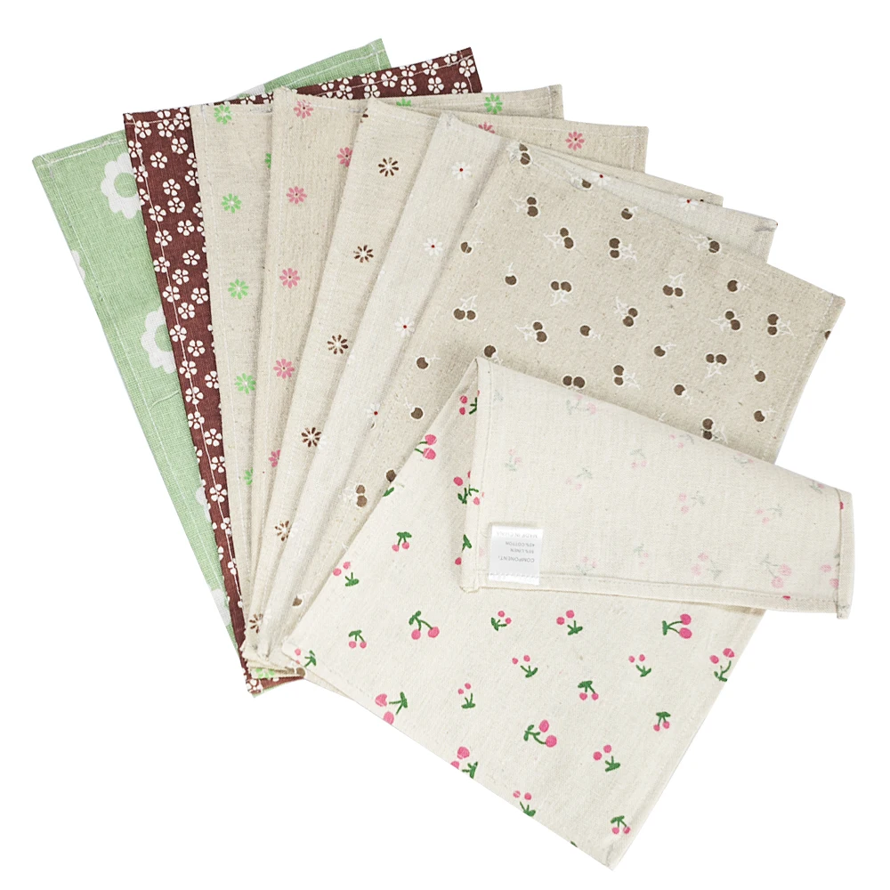 1Pcs Kirsche Chrysantheme Druck Baumwolle Leinen Tischset Mode Stoff Tisch Matte Einfache Design Serviette Küche Geschirr Zubehör