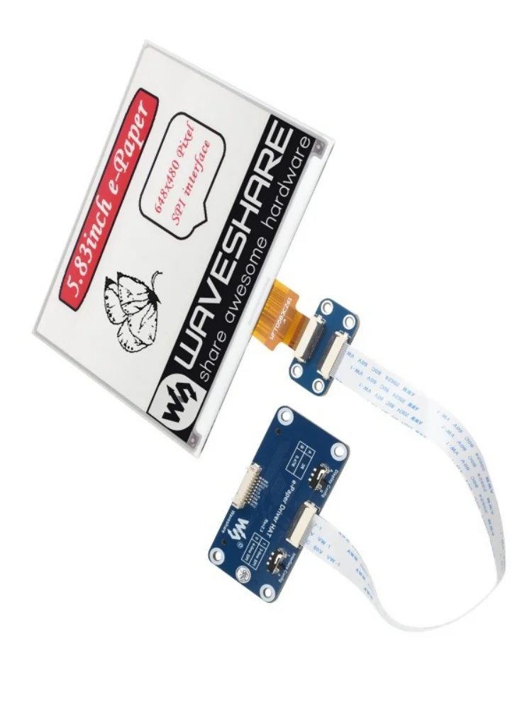 E-Ink Display HAT, 648 × 480, 5.83in, Raspberry Pi, vermelho, preto, branco, três cores
