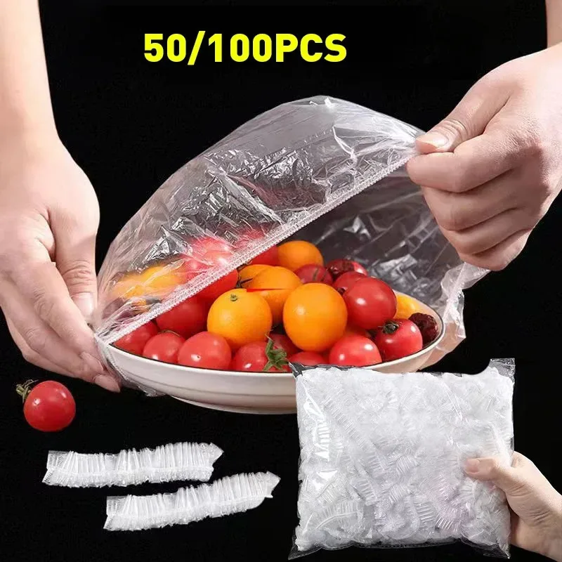 50-400pcs Disposable Food Cover Plastic Wrap Durable Elastic Food Lids for Bowls Elastic Plate Covers For Kitchen Food Saver Bag