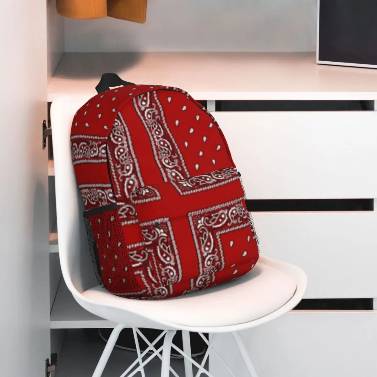 Red Bandana New Fashion High Capacity Waterproof College Backpack Trendy Laptop Travel Book Bag 15inch