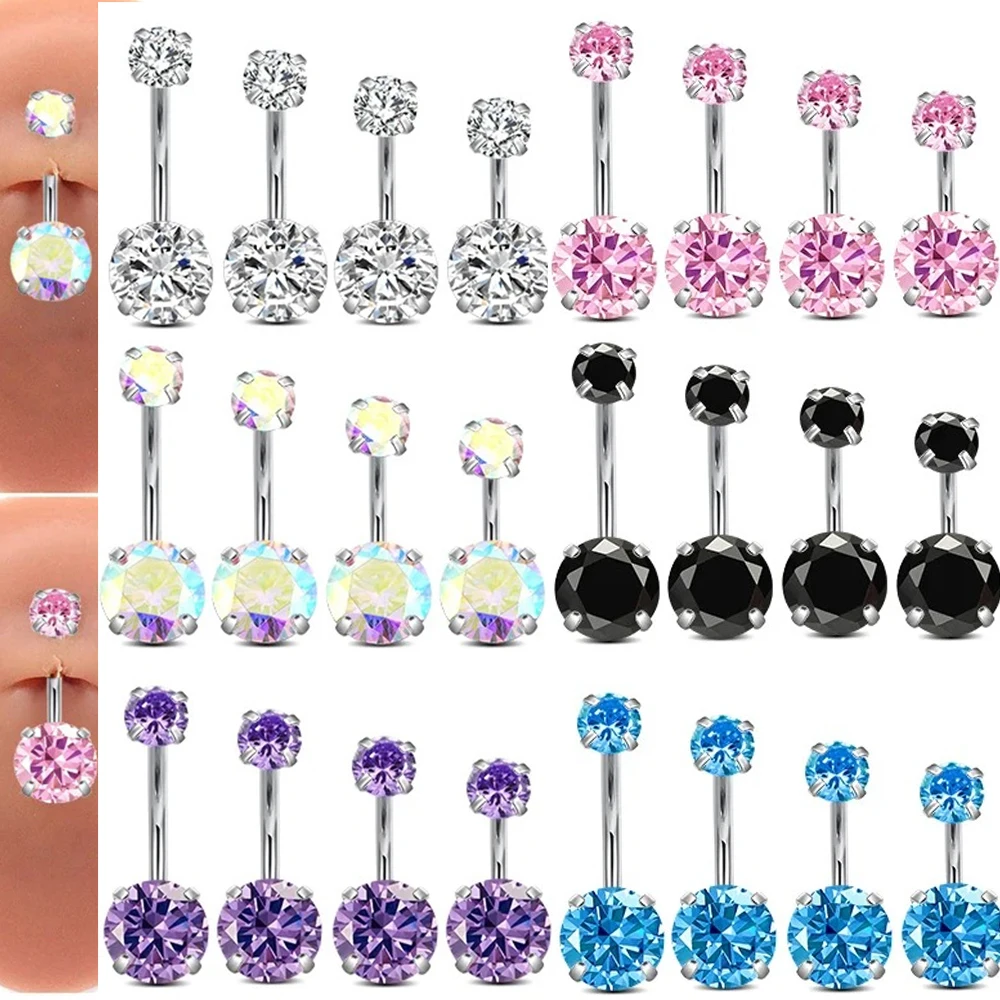 14G Navel Bell Button Rings Surgical Steel Crystal Rhinestone Belly Button Ring Navel Piercing Ombligo 5/8mm Ball Belly Piercing