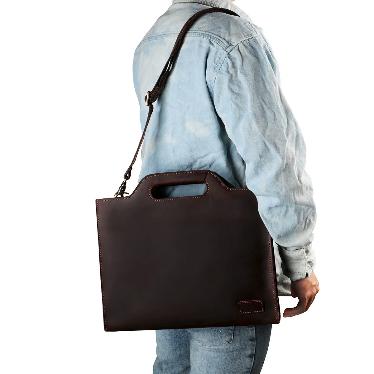 Men's laptop bag, men's should - Leather Briefcase ulasan dan harga