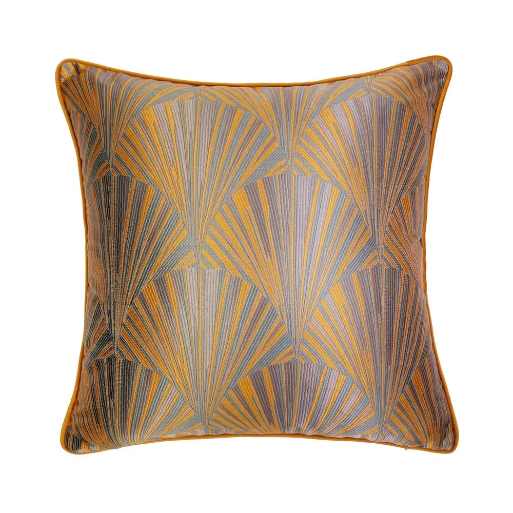 Contemporary Fashion Fan-Shaped Orange Woven Velvet Home Sofa Cushion Cover Designer Decorative Square Pillow Case 45x45 Cm