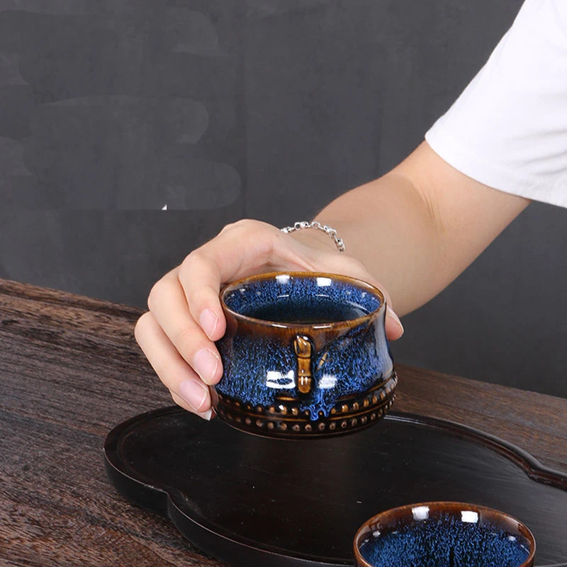 Kiln Transformation Tea Cup Master Cup Ceramic Kung Fu Cup Tea Bowl Home Desktop Decoration Tea Cup Tea Set Accessories LF436