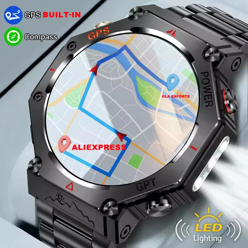 

Смарт-часы Chat GPT со встроенным GPS-фонариком для плавания, 30 метров, профессиональные водонепроницаемые спортивные умные часы для мужчин и женщин, запись здоровья