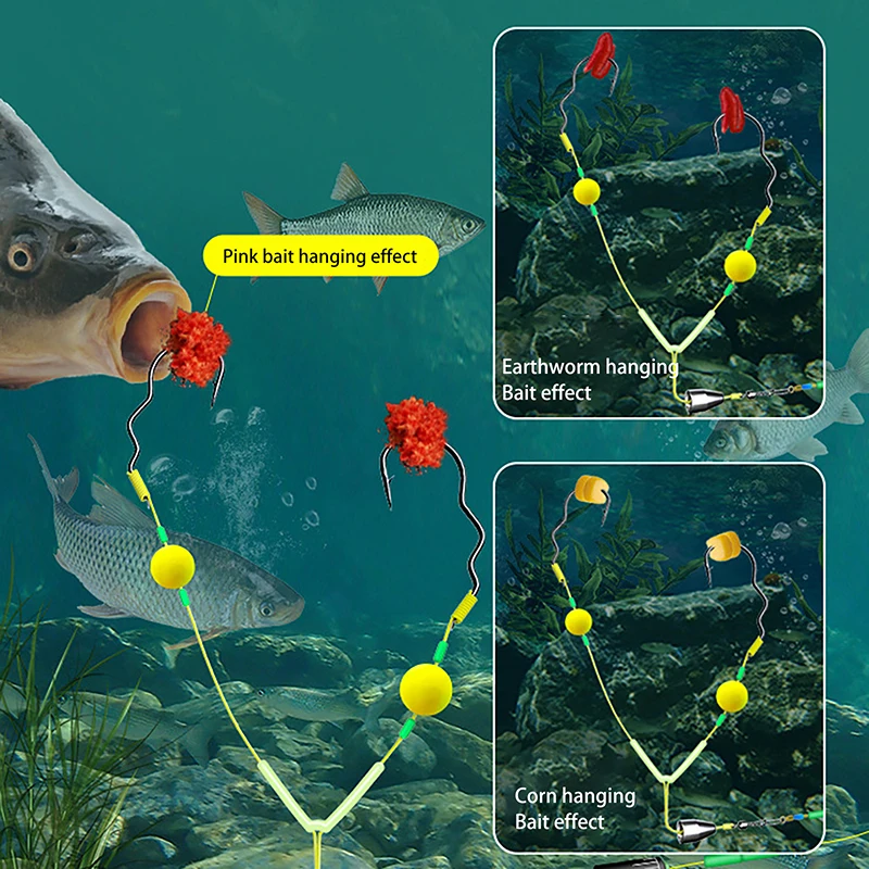 1 قطعة هوك مزدوج الصيد الشعر الحفارات هوك عكس أسفل خط تعليق الكارب الصيد هوك جاهز مكافحة أسفل الكارب الحفارات #2