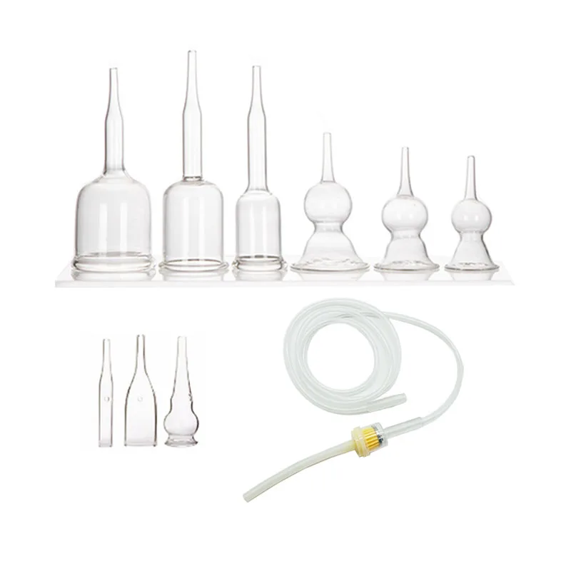 كوب مكنسة كهربائية زجاجية مع مرشح أنبوب للجسم آلة الحجامة شفط الأنابيب التصريف اللمفاوي الظهر الرقبة الذراع الساق تدليك الحلمة الرعاية