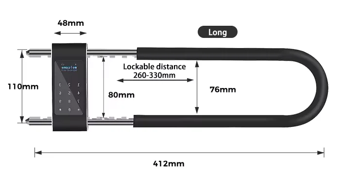 Glomarket Automatic Smart Tuya Fingerprint Lock Warehouse Electronic Hook Padlock Usb Charge U Shape Bike Lock
