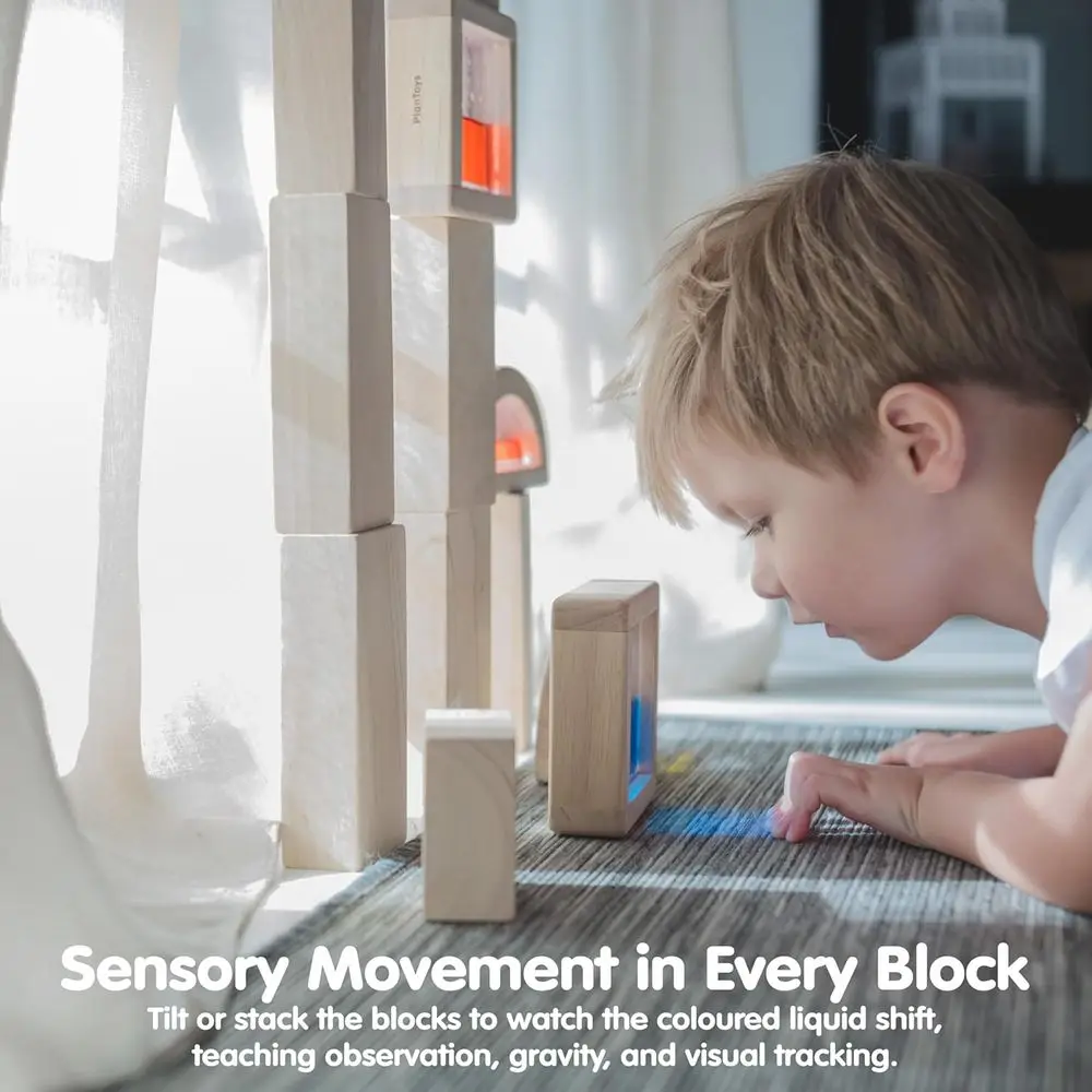 Bloques de agua de madera Montessori: aprendizaje sensorial, STEM, luz y color |   Desarrollo ecológico, de creatividad y habilidades motoras finas