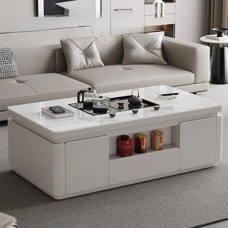 

For Light Luxury Rock Slab Coffee Table Storage Clear Aesthetic Nordic Space Saving Side Table Couchtisch Home Furniture