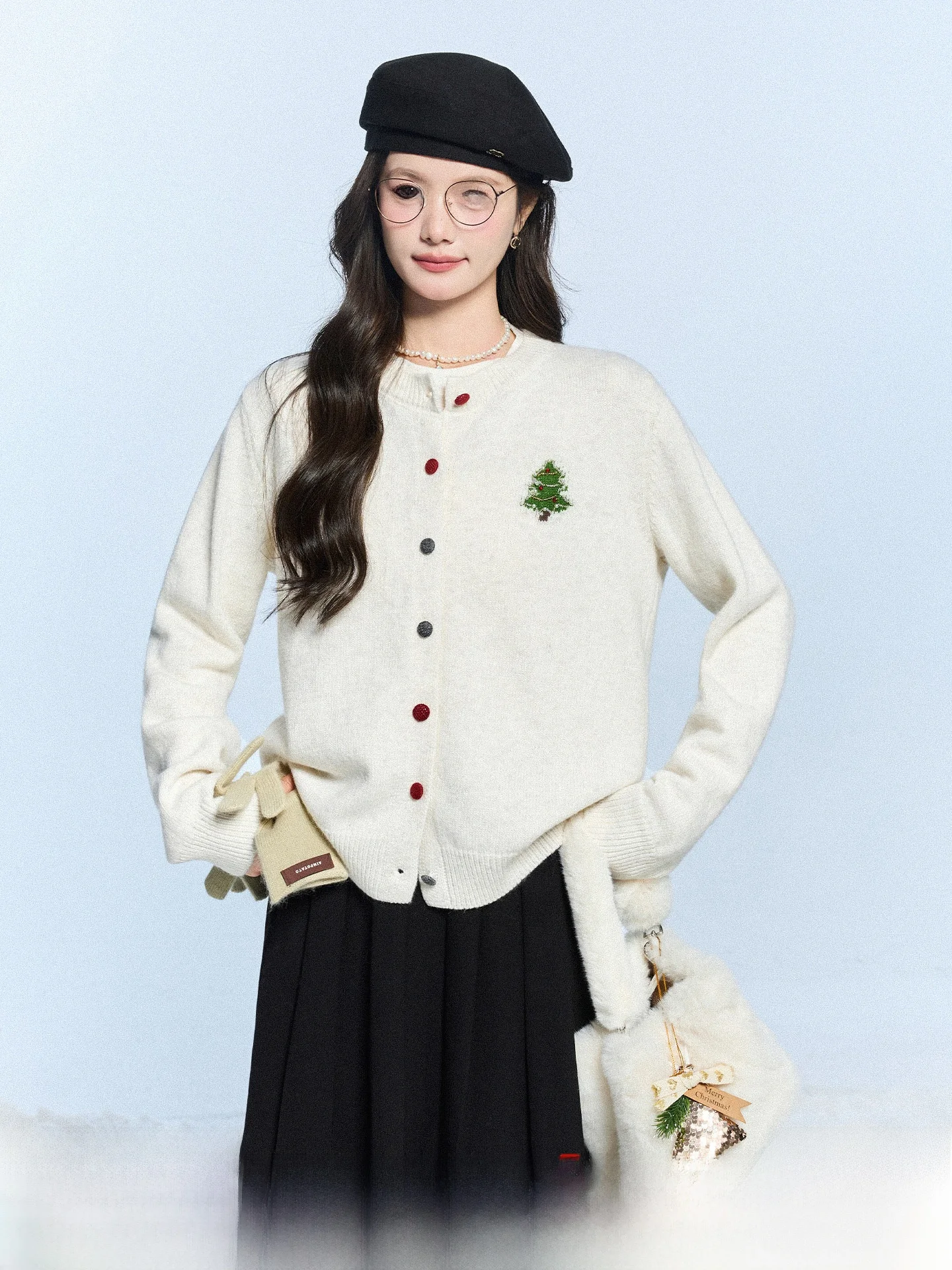 

Мягкий уютный бежевый вязаный кардиган Cisas для женщин, модный зимний новый стиль, простой дизайн, длинный рукав, круглый вырез