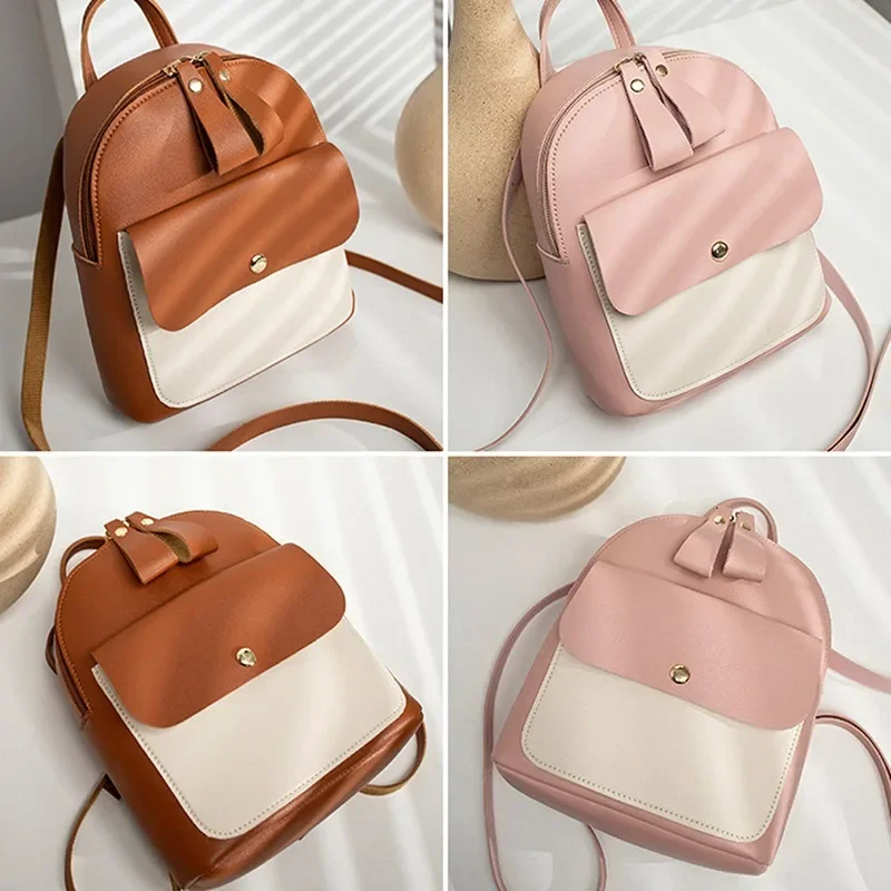 Mochila pequeña multifunción para mujer, bolso de hombro de cuero para adolescentes y niños