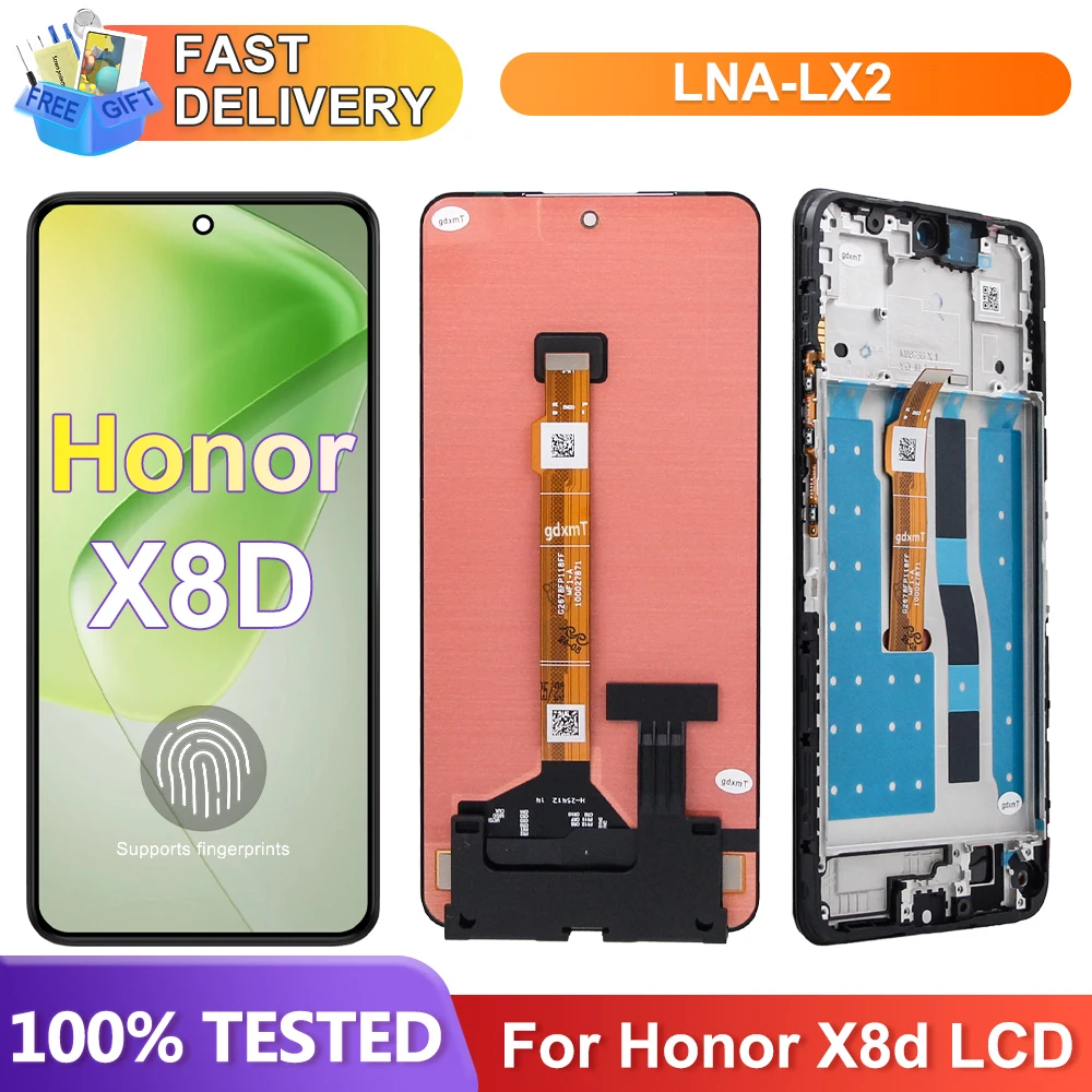 AMOLED For Honor X8d LCD LNA-LX2 LNA-LX3 Display Screen Touch Digitizer Assembly For Honor X8D Display Replacement