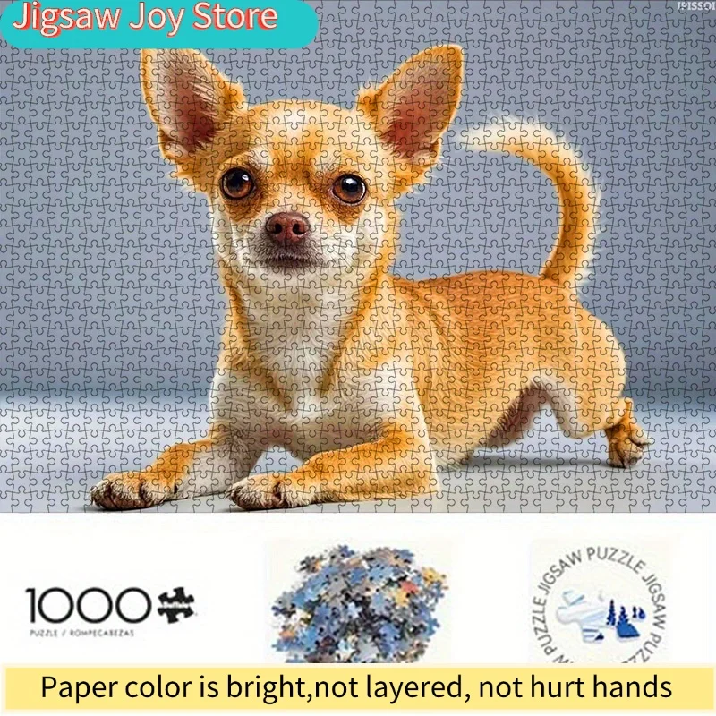 

DIY paper puzzle, (cute Chihuahua dog, pet puzzle), high-quality white card material, suitable for parent-Youngsters games, h