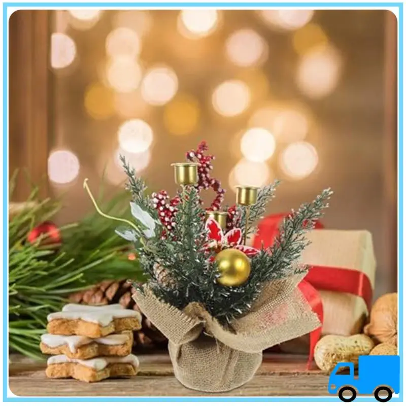 

Latest 1 PCS Pine Cones And Red Berry Table Centerpiece Festival Home Decoration With 2 Candle Holders B