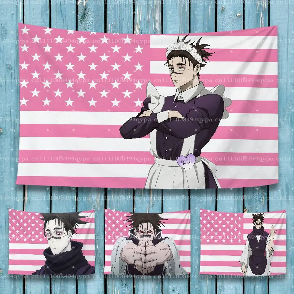 C-Choso Kamo American Pink Flag with 4 Grommets Tapestry for Wall College Dorm Room Decor,Outdoor,Bedroom Festivals HD Banner