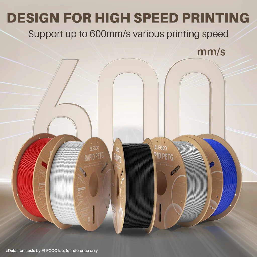 ELEGOO Rapid PETG Filament 3D Printer Filament 1.75mm 1KG High Speed 30-600mm/s for Most FDM 3D Printers