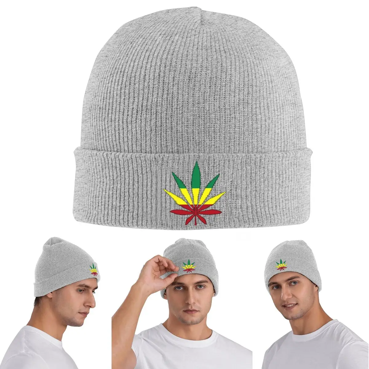 

Теплая вязаная шапка с листьями конопли и флагом Ямайки, зимняя вязаная шапка с капюшоном, шапочки Skullies, шапки в стиле хип-хоп для унисекс