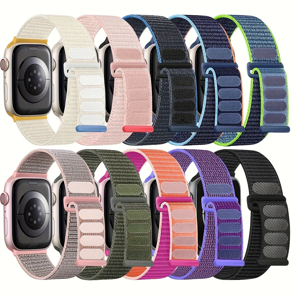Sport Nylon Loop Strap for apple watch band 44mm 40mm 45mm 41 46 42 49mm 44 45 mm bracelet iWatch series 10 9 SE 7 6 5 4 Ultra 2