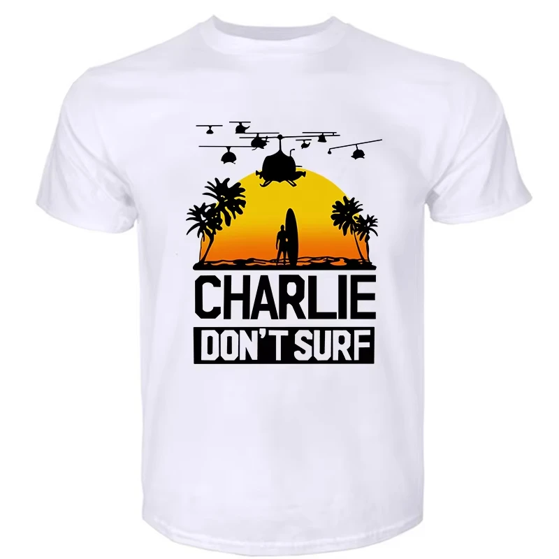 Charlie Dont Surf Tshirt Man Apocalypse Now Film Movie Men T-shirt Fashion Tee-shirt