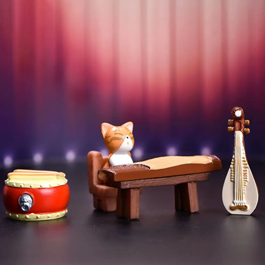 Creative Music Instrument Figurines Miniature Mini Resin Guitar Violin Dollhouse Decorative Ornaments DIY Home Bar Crafts