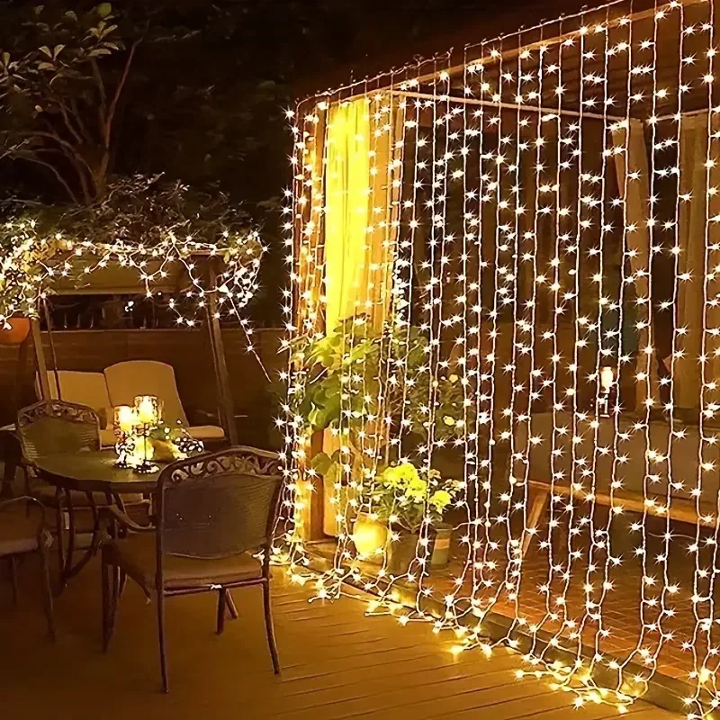 6M/3M Solar Curtain LED String Light Outdoor Great for Wedding Christmas Patio Garden Decoration Fairy Holiday Lighting Decor