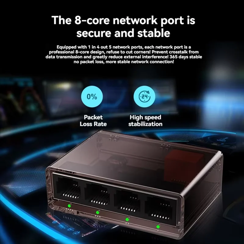 Гигабитный коммутатор, 5 портов, 100/1000 Мбит/с, сетевой коммутатор RJ45, LAN-концентратор, Ethernet, 1000 Мбит/с, стабильный интеллектуальный сетевой интернет-адаптер