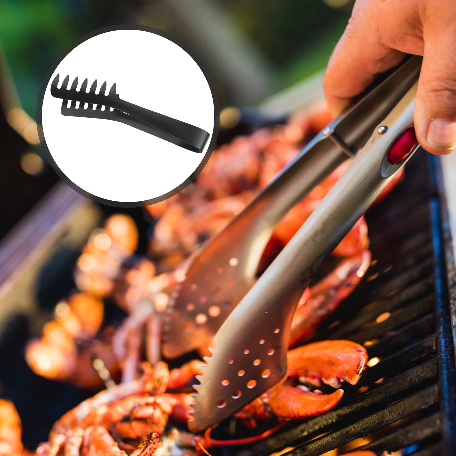 

Stainless Steel Pasta Tongs Fettuccine Noodles Clips Spaghetti Claw Food Server Utensil Serving Black Non-Slip Smooth