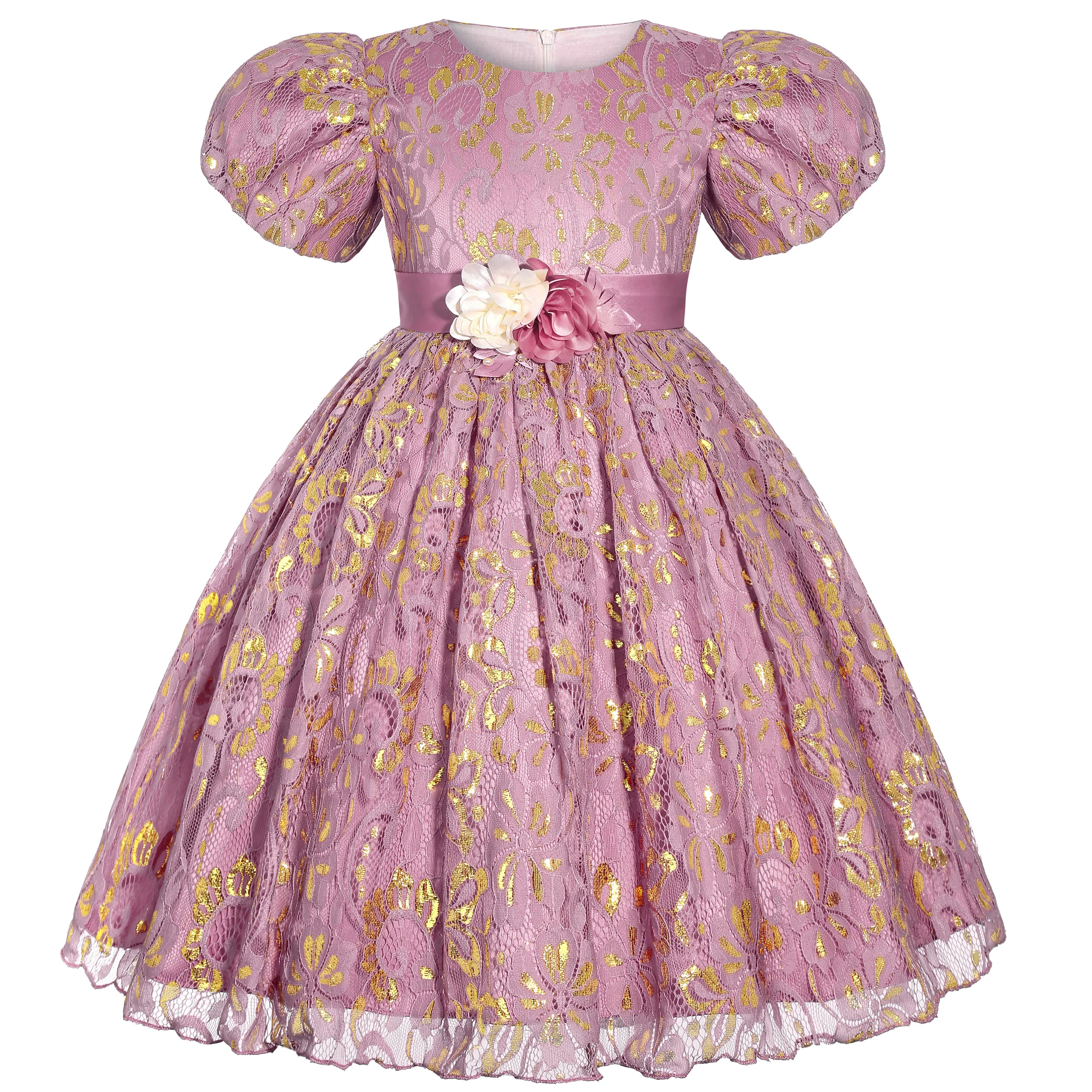 

Кружевное платье принцессы с цветочным принтом и галстуком-бабочкой, наряд принцессы для конкурса красоты, свадебное платье с цветочным узором для девочек, платье для дня рождения и танцев