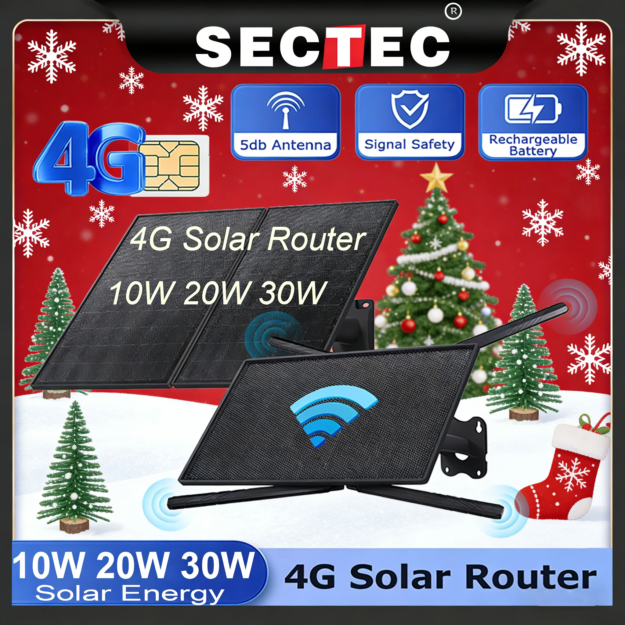 

10W 20W 30W 4G SIM Card Solar Router 20100mAh Battery With Sim Card Slot Outdoor for Security Cam Phone Computer IP66 Waterproof
