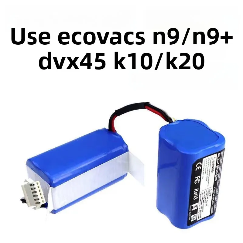 Replacement Li-ion Battery 14.4V 4400-5200mAh for Ecovacs Robot Vacuum Cleaner N9 N9+ DVX45 K10 K20 Spare Battery Accessory
