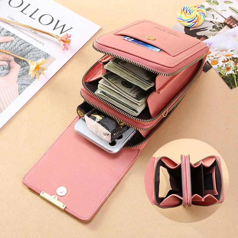 Crossbody Wallet Bags For Women Touch Screen Cell Phone Pocket Ladies Mini Long Purse Leather Female Shoulder Bag Strap Handbag