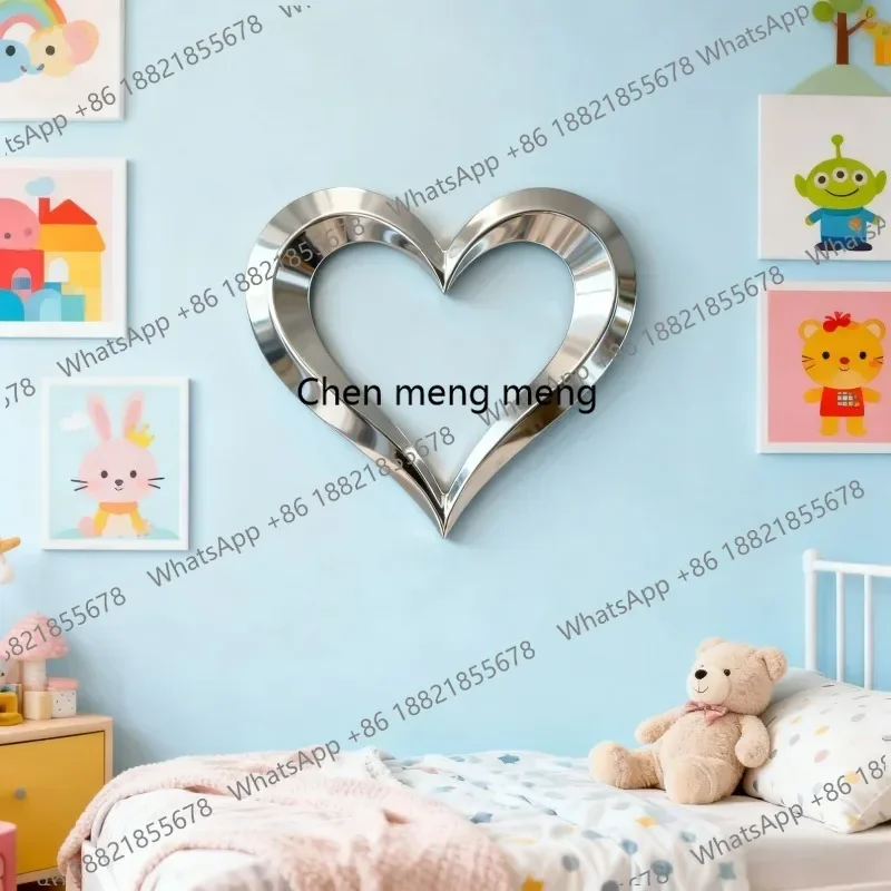 E182 Heart Wall Decoration， Mirror-Finish Metal Art, Elegant Focal Point for Living Room, Bedroom & Contemporary Interiors