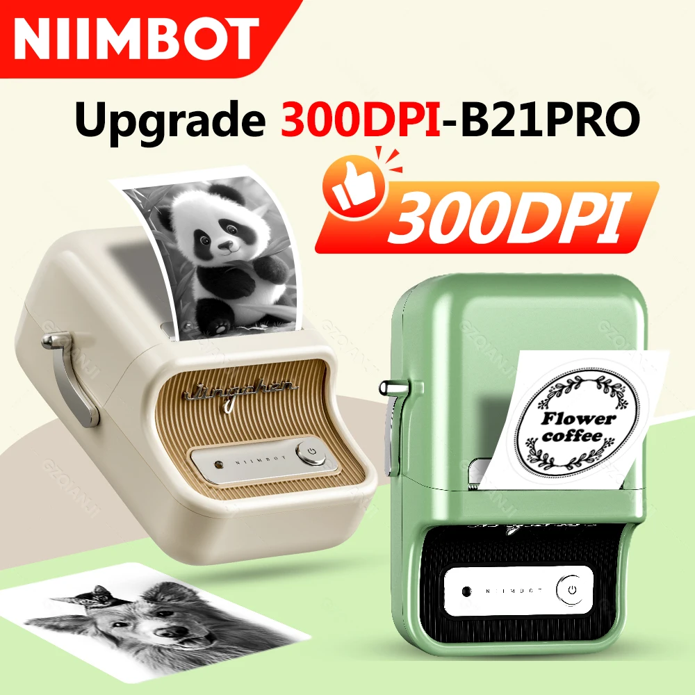 300 dpi Niimbot B21 Pro Etikettendrucker, kabelloser Drucker, 20–50 mm Druckbreite für Fotos, Quittungen, Notizen, Kaffee, Lebensmittelgeschäft, geschäftliche Nutzung