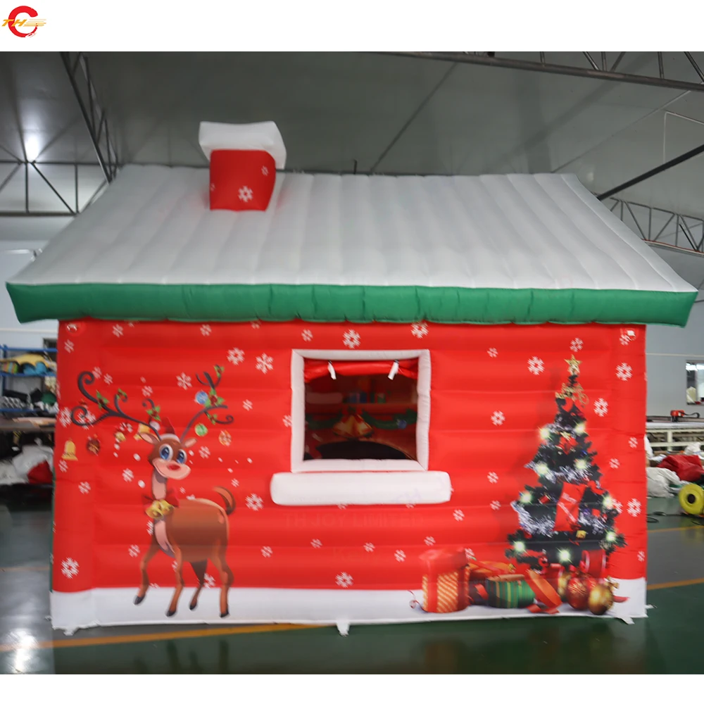 Fast Shipping 13*10ft Lighting Inflatable Christmas House Xmas Outdoor Decoration Inflatable Santa Grotto for Sale