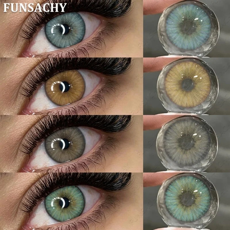 FUNSACHY 1 Paar farbige Kontaktlinsen, warmes Braun, natürliche Pupillen, weiche Linsen, Komfort für große Augenpupillen, für den täglichen Gebrauch und Party-Make-up.