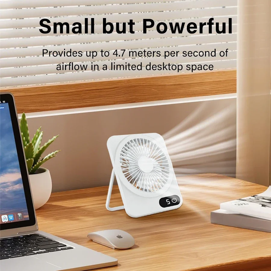 Portable 2-in-1 USB Charging Fan with Phone Holder Five Speed Settings Easy To Carry Suitable for Office and Dormitory Table Use