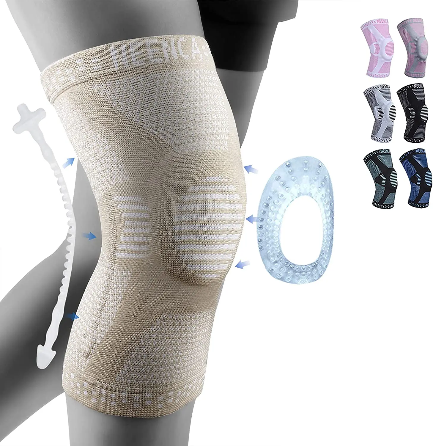 NEENCA Kupfer-Kniebandage, Kniestütze mit Patella-Gel-Pad und Seitenstabilisatoren für Knieschmerzen, Sport, Arthritis, ACL, Linderung von Gelenkschmerzen 7