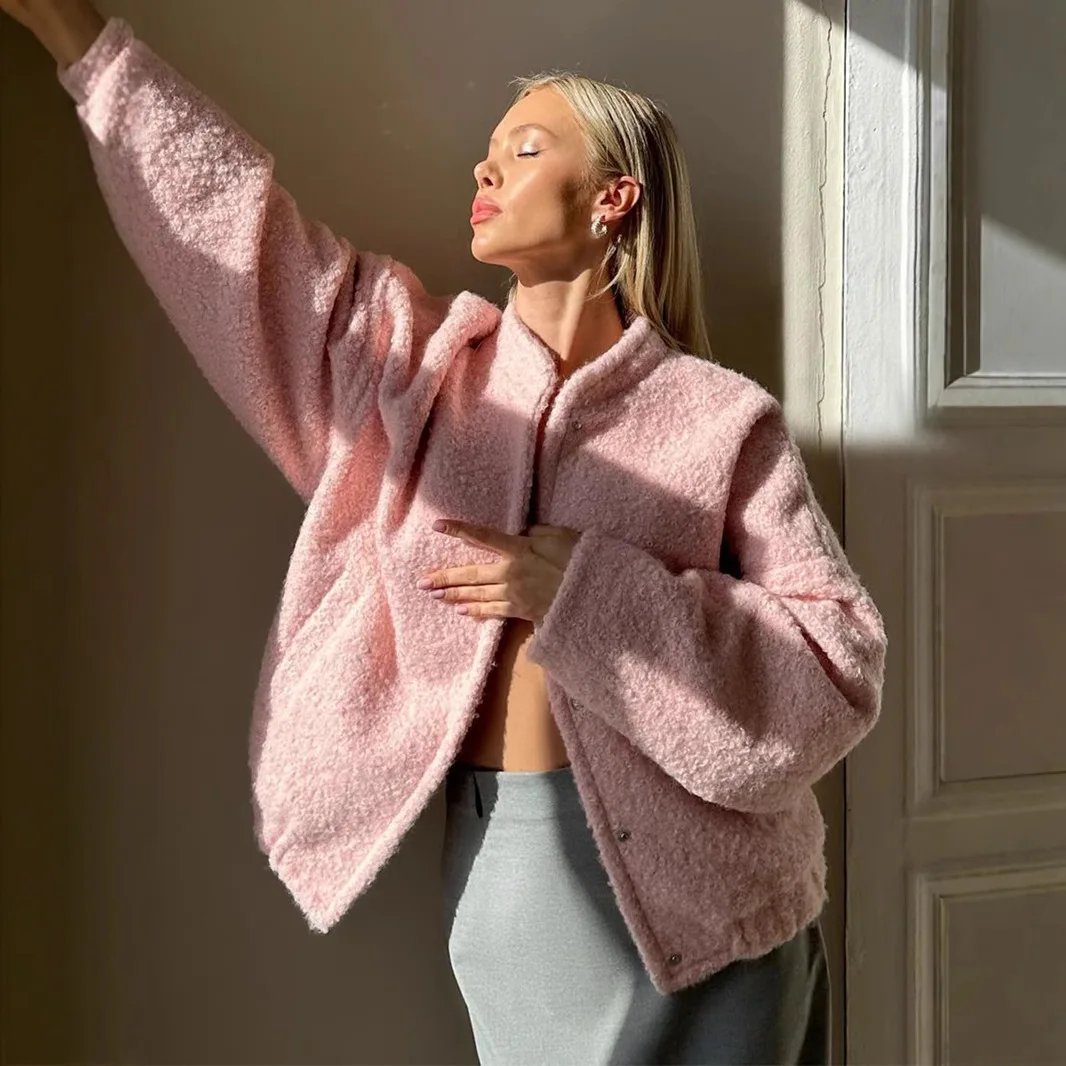 

Флисовые пальто, женские винтажные куртки с воротником-стойкой, свободное пальто, модная уличная куртка, пальто, верхняя одежда, осенне-зимняя одежда