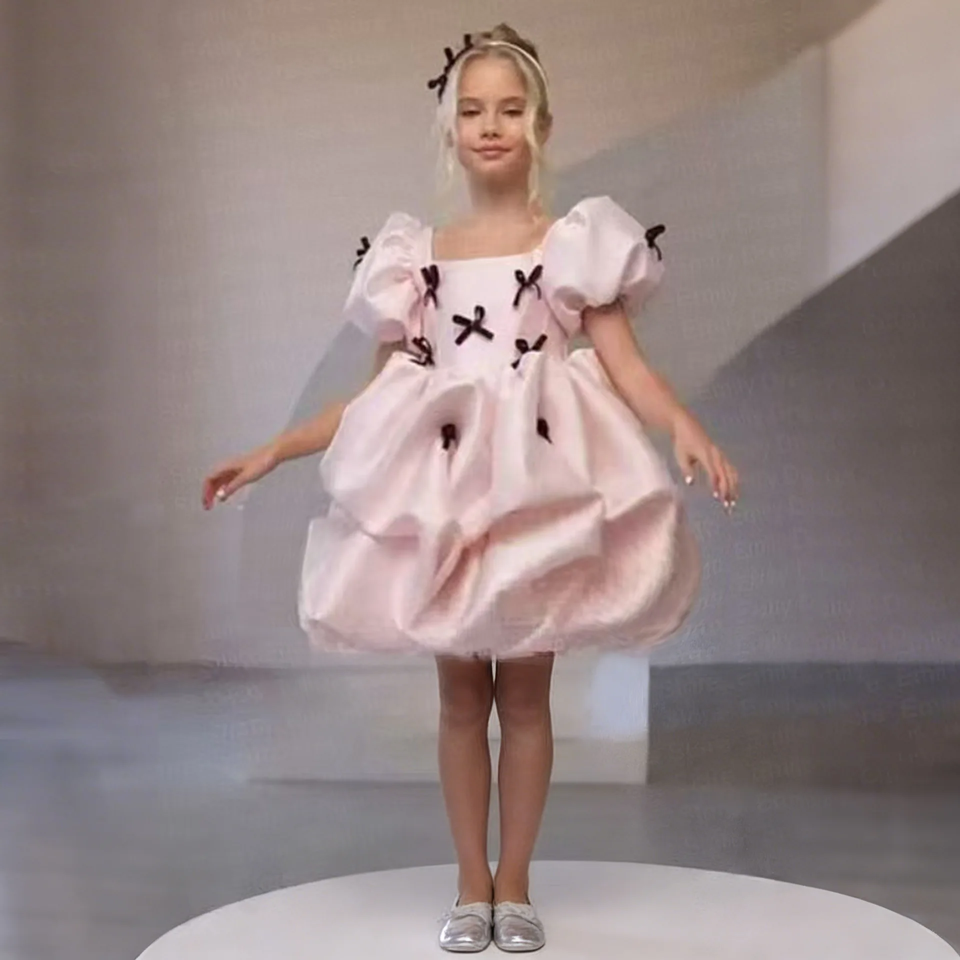 

Модное платье с бантом для девочек: элегантное, плиссированное, для свадьбы, дня рождения, выпускного, вечеринки, для подружек невесты, детская вечерняя одежда