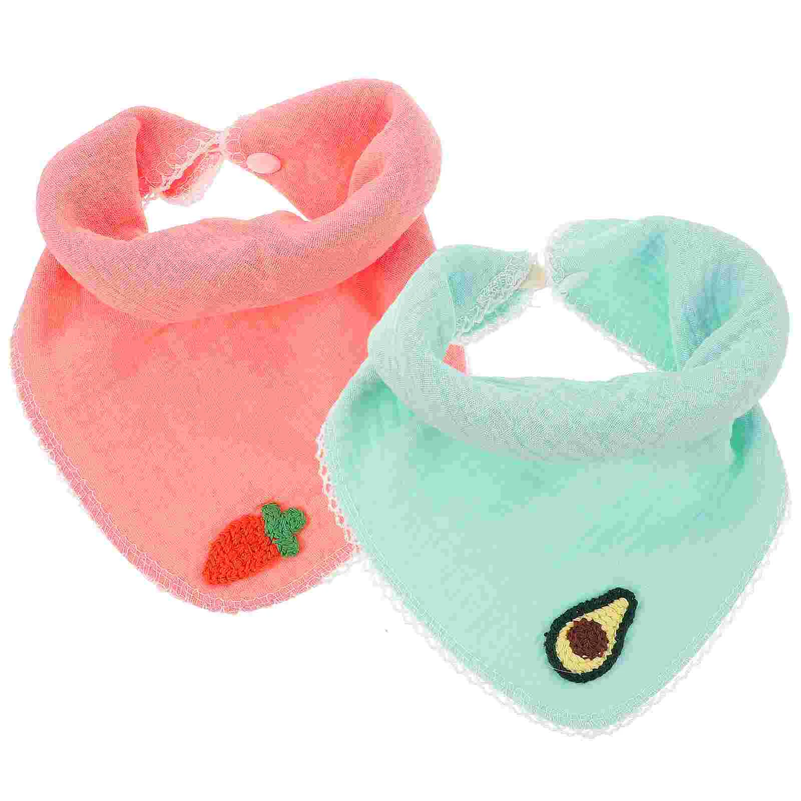 

2 Pcs Crepe Bandana Bibs Cotton Food Baby Drool Teething for Girl Triangle Towel