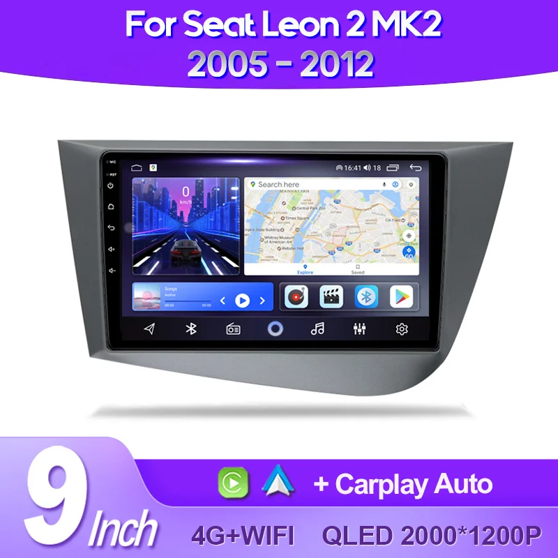 

QSZN For Seat Leon 2 MK2 2005 - 2012 Car Radio AI Voice 4G WIFI CarPlay Android Auto GPS Car Multimedia Video Player No 2Din DVD