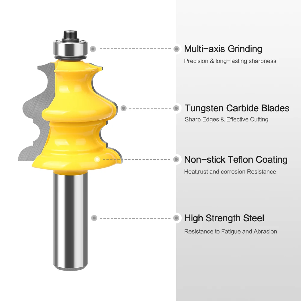 Imagem -04 - Linha Cnc Cortadores de Madeira Face Mill Architectural Moldagem Corrimão Router Bit Base de Revestimento Polegada Shank 1pc