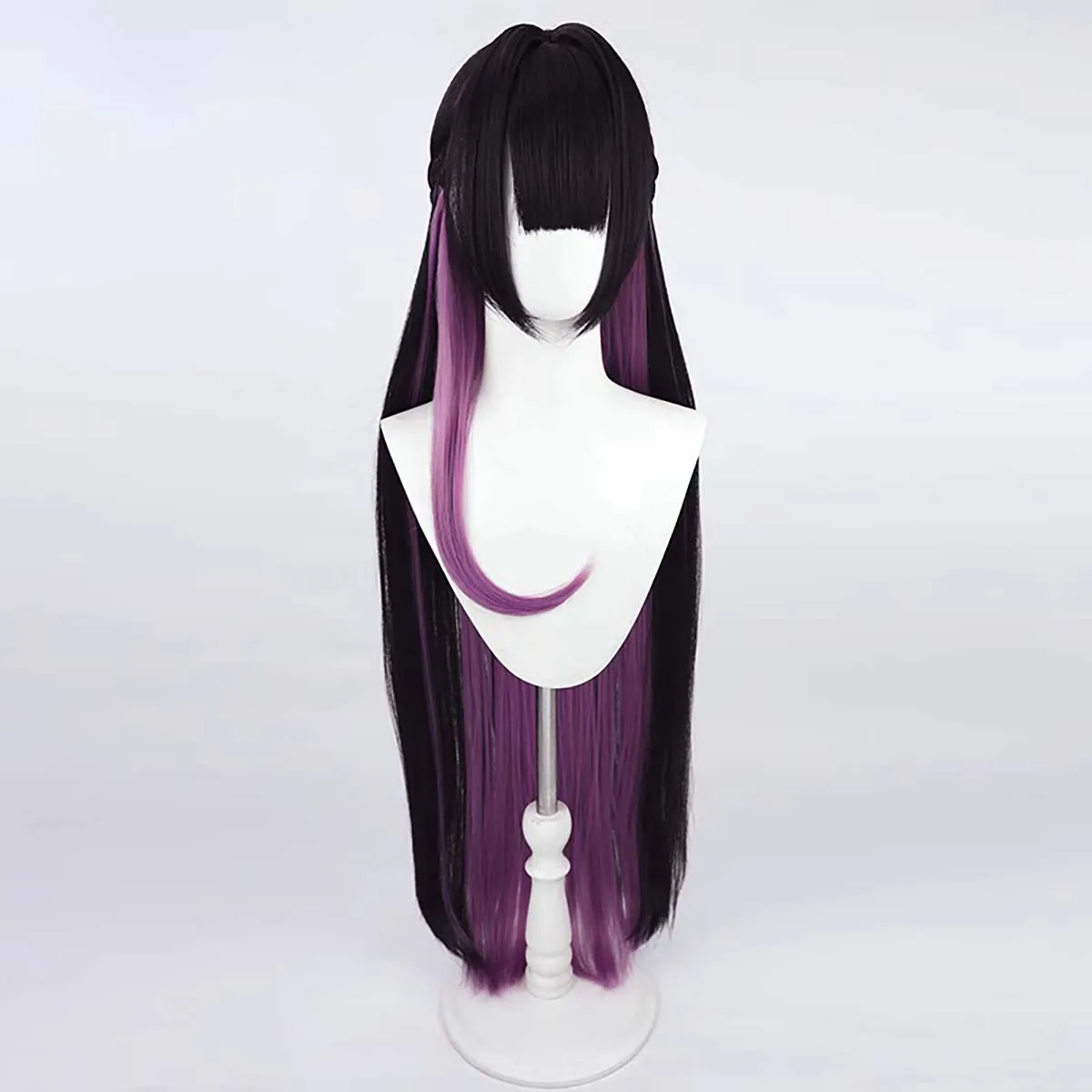 Game Mihara Cosplay Long Black Purple Mixed Wig
