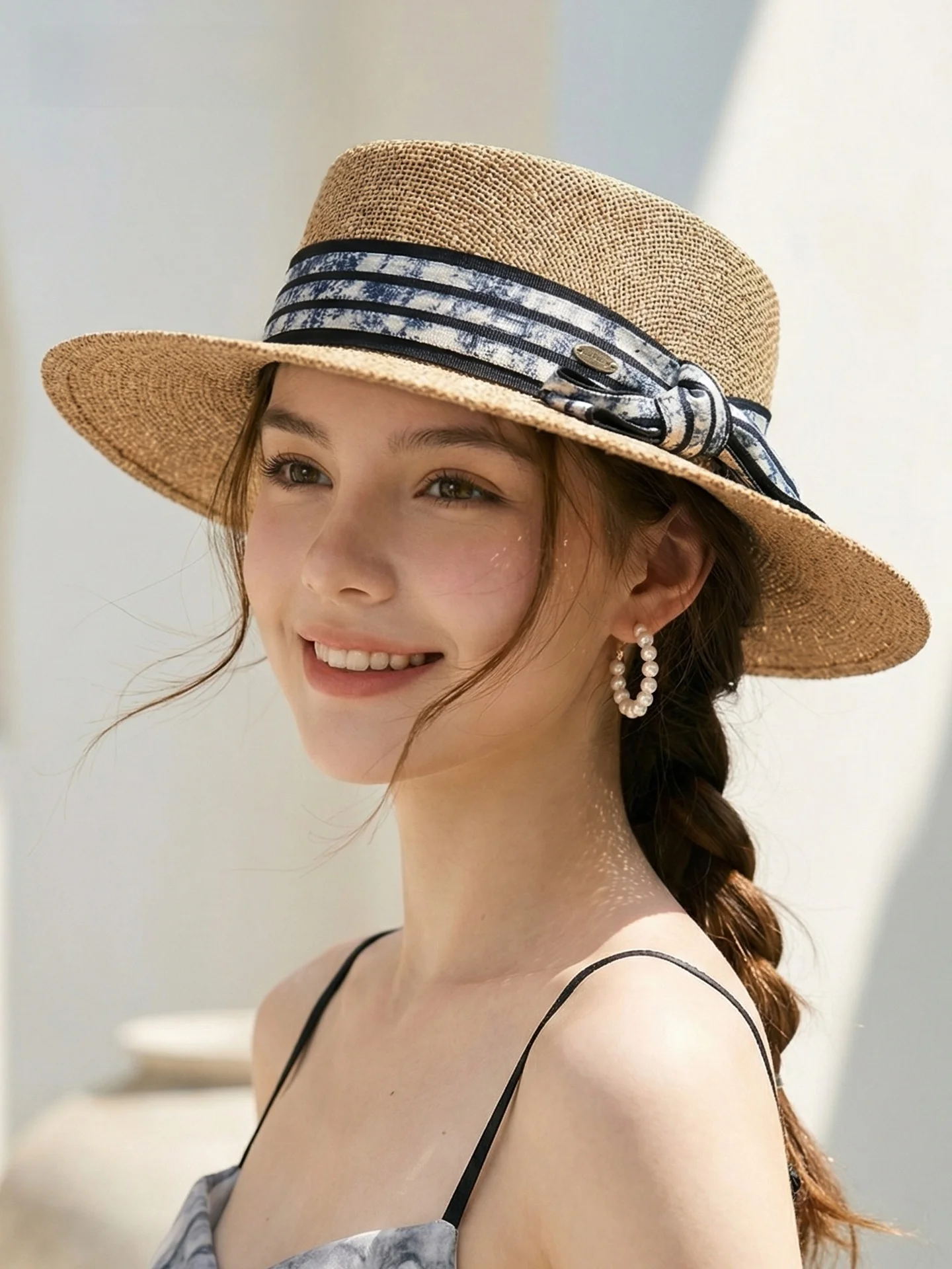 cacuss-レディース-麦わら帽子-夏用-アウトドア-つば広帽子-顔痩せ効果のある日よけキャップ-通気性があり快適なポリエステル繊維