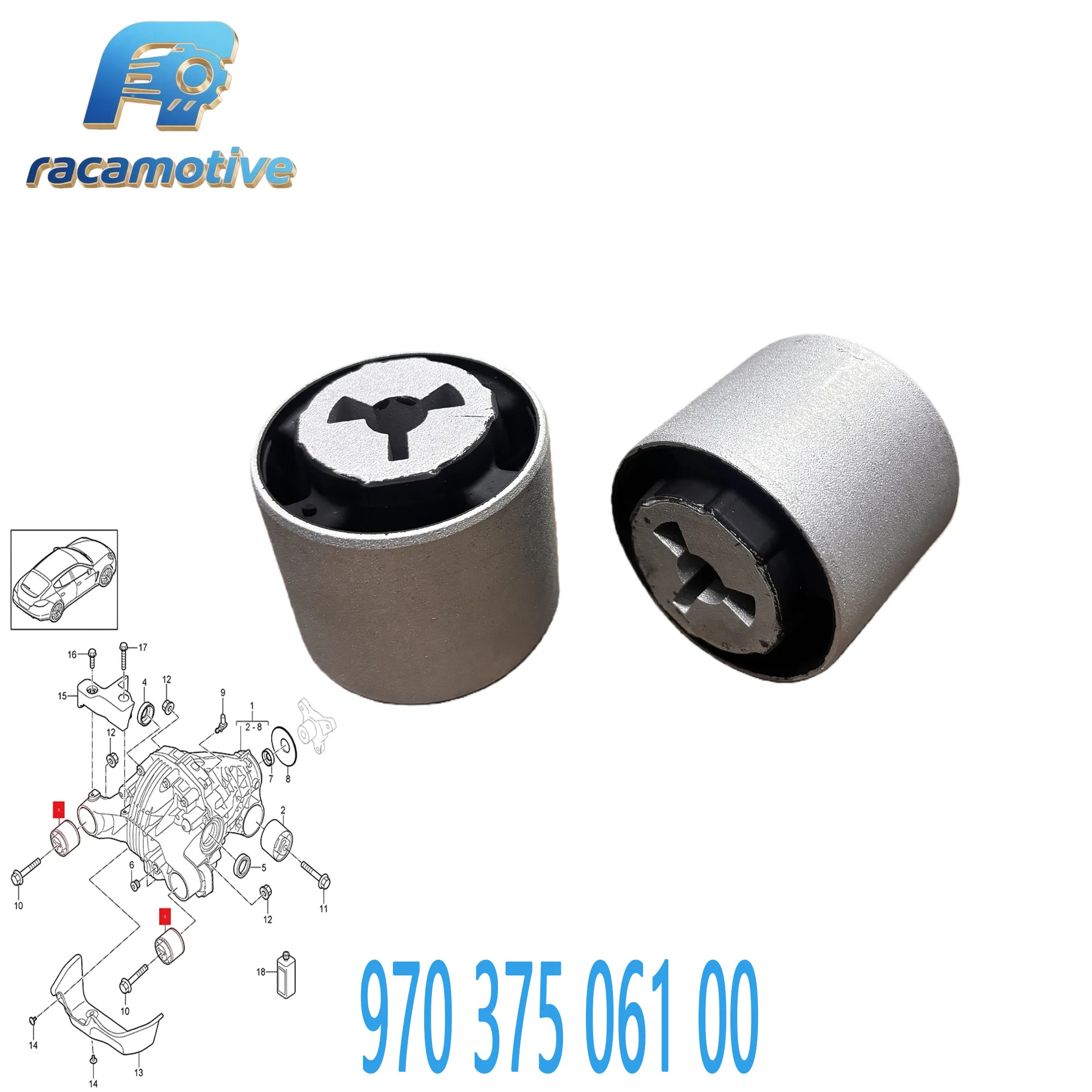 97037506100 Is Suitable for Porsche Panamera 970 2009-2017 Rear Axle Transfer Case Bracket Bushing Rubber Mount