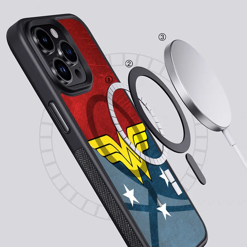 W-Wonder woman Phone Case Strong Magnetic For IPhone 15 14 13 Pro Max 11 12 Mini Alex Mirror For Magsafe Wireless Charging Cover