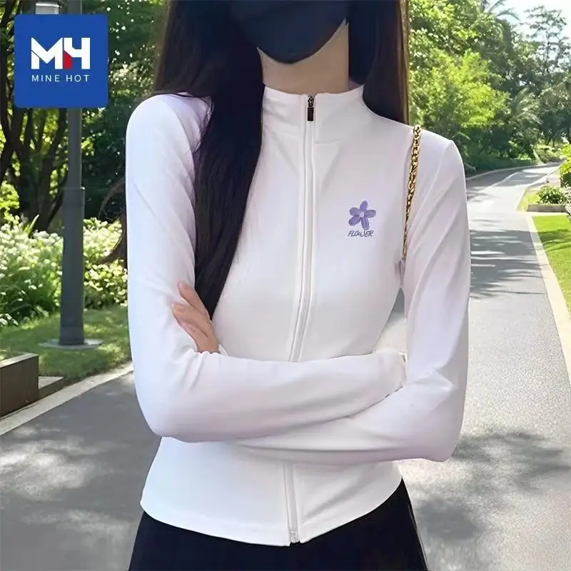 

Фиолетовый тонкий солнцезащитный крем, женское летнее новое пальто с воротником-стойкой и цветком, скоростное сухое ледяное шелковое модное корейское солнцезащитное пальто